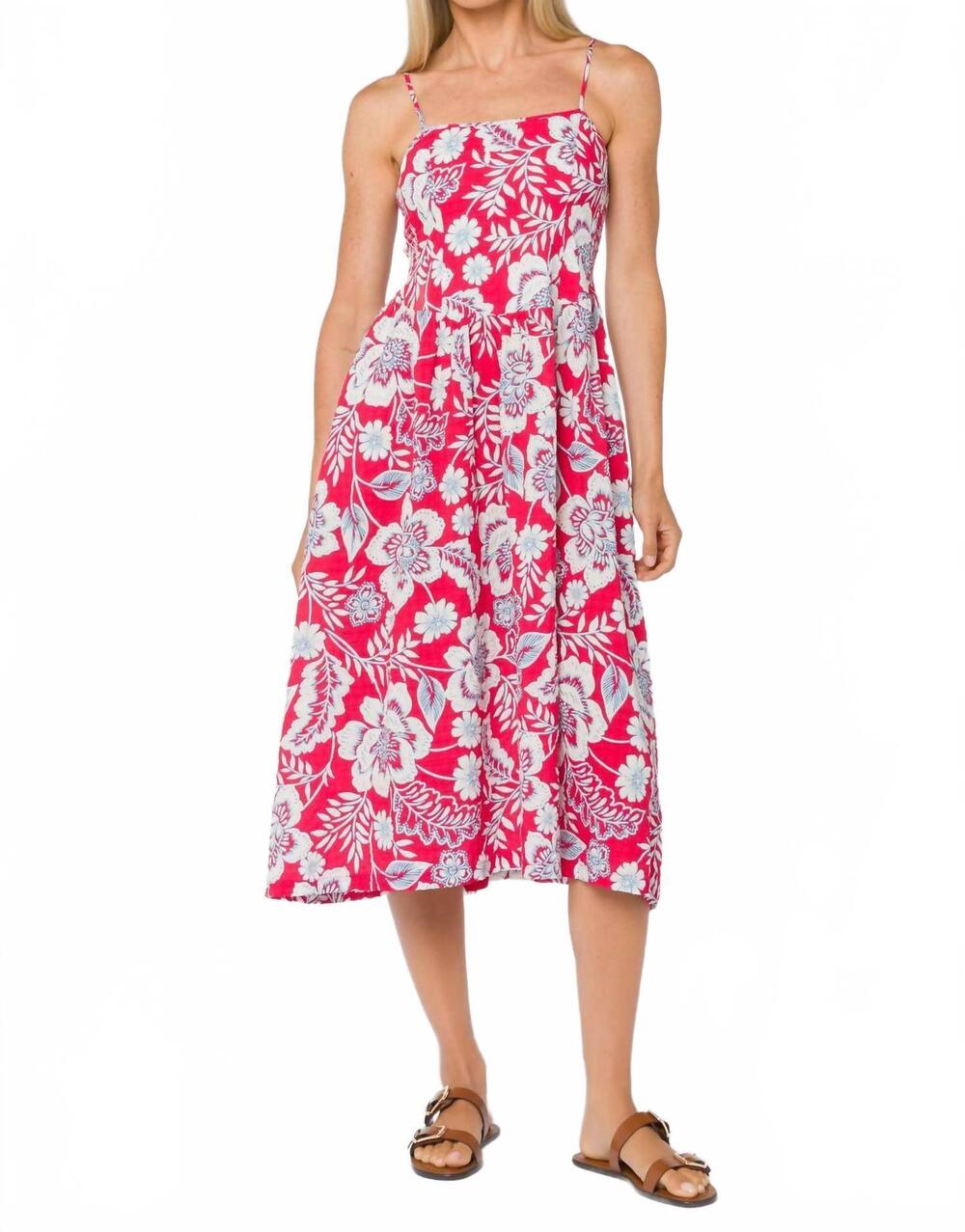 NEW VELVET HEART brunilda midi dress in raspberry floral garden